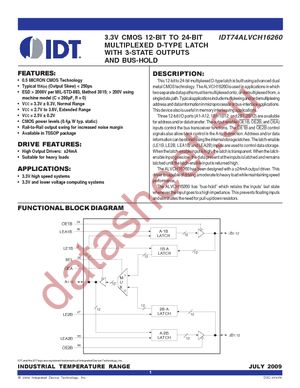 IDT74ALVCH16260PAG8 datasheet  